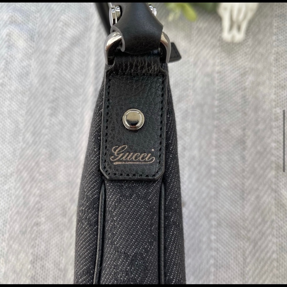 ✨ Authentic Gucci Abby Black Denim GG Monogram Shoulder Bag - Picture 5 of 16